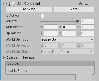 Aim Constraint component