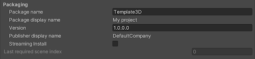 Packaging settings